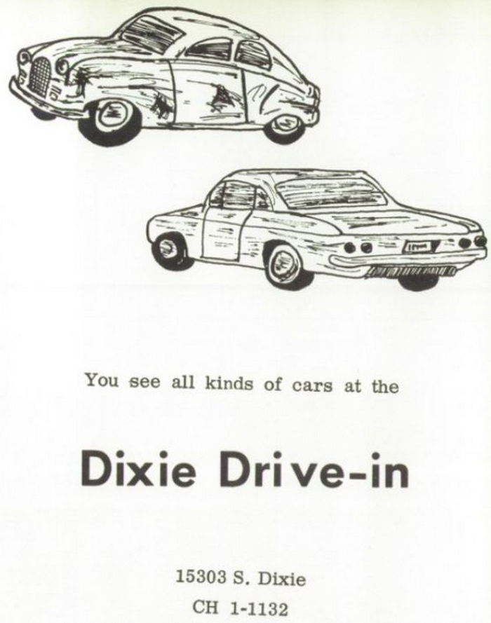 Dixie Drive-In Restaurant - Vintage Yearbook Ad